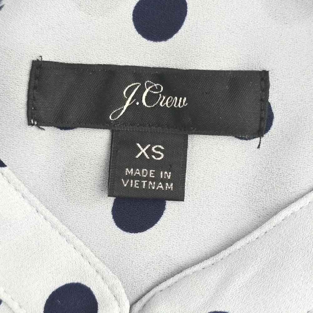 J. Crew Crew Button Neck Polka Dots‎ Sleeveless Light Blue Top XS
